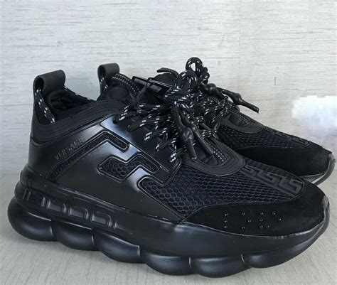 scarpe versace total black|versace chain reaction black sneakers.